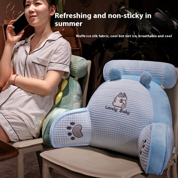 Almohada Lumbar de Seda Waffle con Efecto Frío - Soporte Ergonómico para Espalda