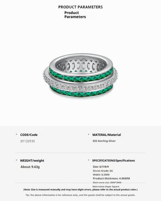 Anillo de Plata Esterlina S925 con Diamantes Incrustados y Rotación Descompresiva para Mujer - Image 9