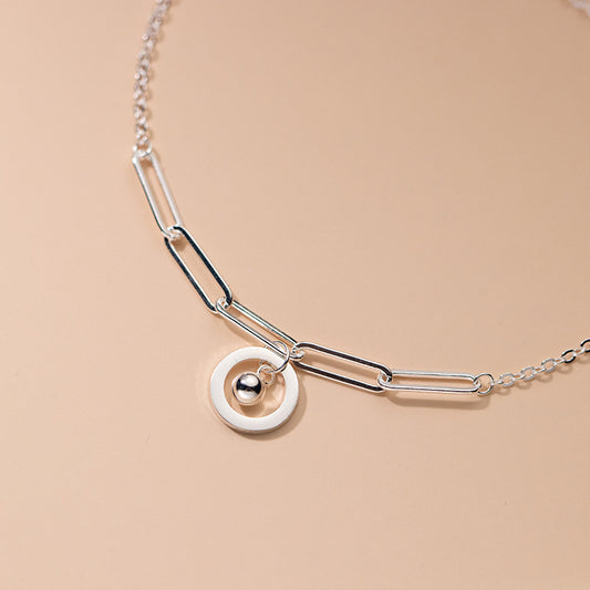 Pulsera Tobillera de Plata Estilo Coreano con Geometría Hueca y Diseño Minimalista - Image 2