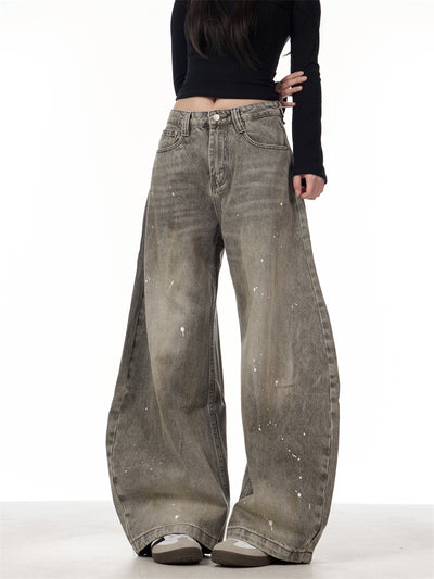 Pantalones Vaqueros Retro Splash Ink Machete para Pareja - Image 17