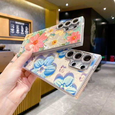 Funda para Celular con Diseño Floral de Diamantes y Protección de Lente - Image 26