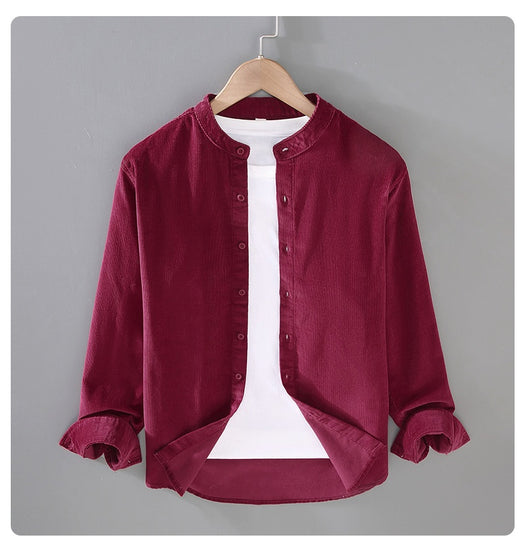 Chaqueta Camisa Retro de Pana para Hombre con Cuello Alzado - Image 10