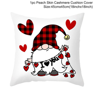 Funda de Almohada Día de San Valentín Letras Cartoon Roja - Tela Melocotón - Image 35