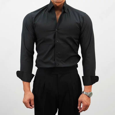 Camisa de Trabajo Clásica de Color Sólido para Hombre - Image 6