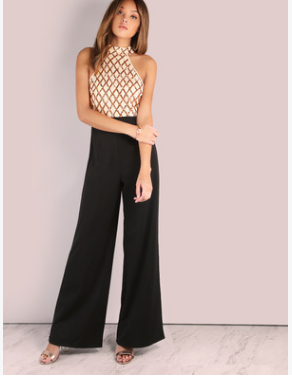 Jumpsuit Elegante con Lentejuelas y Cuello Halter para Mujer - Image 5