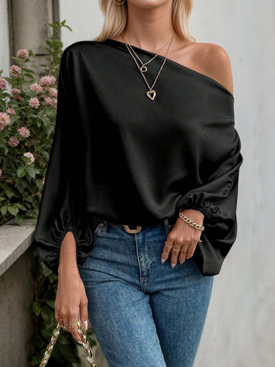 Blusa Suelta de Hombro Descubierto con Mangas Acampanadas - Image 11