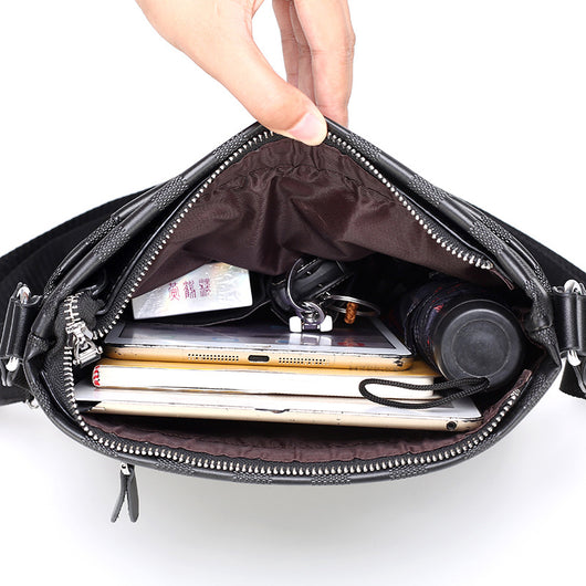 Bolsa Bandolera de Cuero para Hombre Estilo Business Casual Ajedrez - Image 12