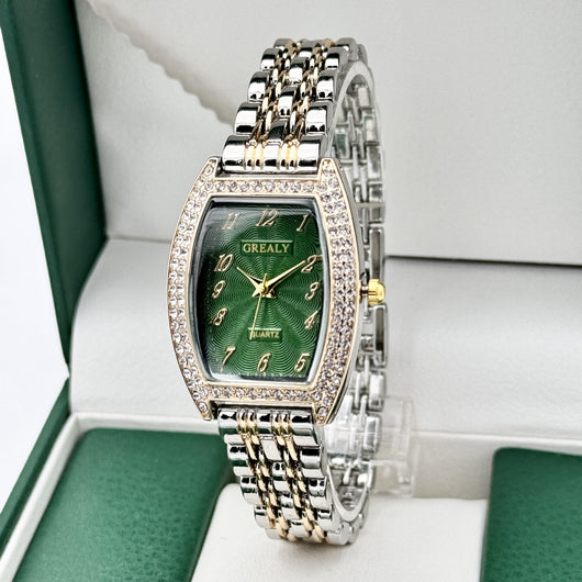 Reloj de Dama con Esfera de Barril Enchapado en Diamantes y Pulsera de Metal - Image 21