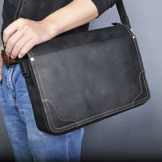 Bolso Bandolera de Cuero Crazy Horse para Computadora de 14 Pulgadas - Image 13
