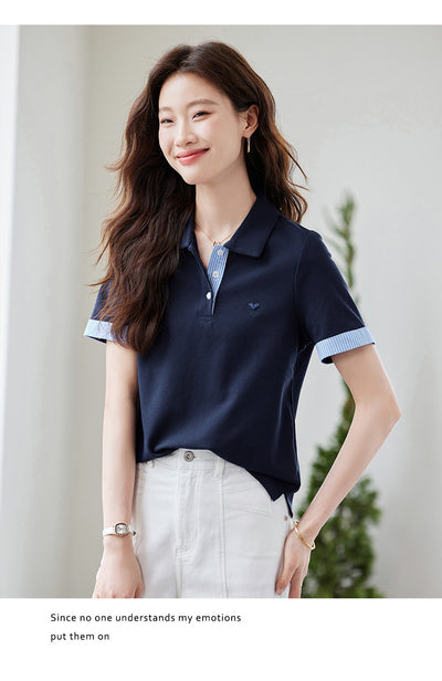 Blusa Estilo Americano Hombros Descubiertos Falsa Dos Piezas Manga Corta - Image 15