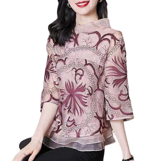 Blusa Estampada de Gasa Verano Diseño Elegante con Cobertura Estratégica para Mujer - Image 8