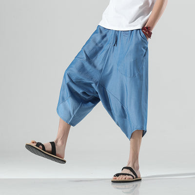 Pantalones Anchos Estilo Chino de Seda Hielo para Hombre - Talla Grande Holgada - Image 10