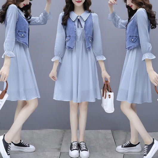 Conjunto Denim: Vestido Camisero + Chaleco Spring - Image 5