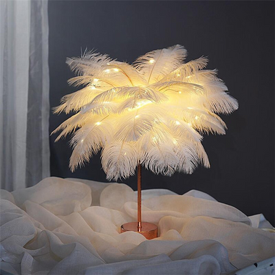 Lámpara de Escritorio Nórdica con Plumas - Luz Decorativa Moderna para Dormitorio - Image 3
