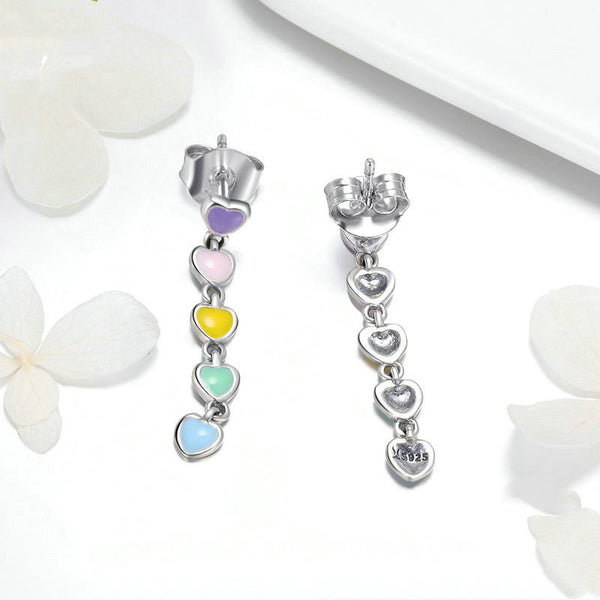 Aretes de Corazón Arcoíris Hipoalergénicos