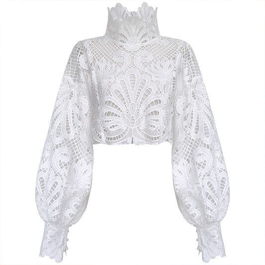 Camisa de Cuello Parado Manga Larga para Mujer - Image 2