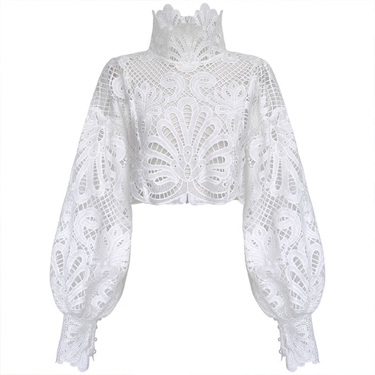Camisa de Cuello Parado Manga Larga para Mujer - Image 2