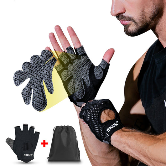 Guantes de Fitness de Medio Dedo Absorbentes de Sudor Antideslizantes - Image 7