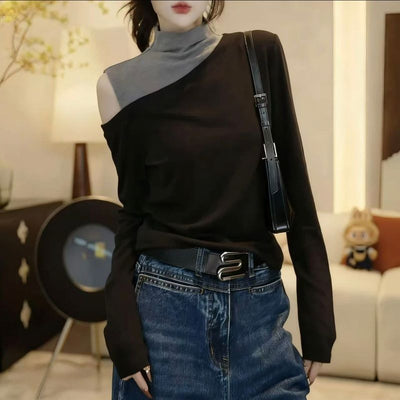 Blusa Bicolor con Efecto Reductor y Diseño Modular - Image 5