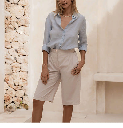 Cardigan Slim Fit de Lino y Algodón - Blusa Casual Elegante para Mujer - Image 18