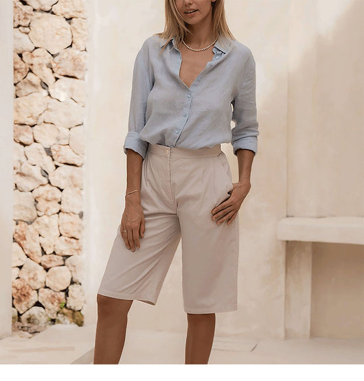 Cardigan Slim Fit de Lino y Algodón - Blusa Casual Elegante para Mujer - Image 18