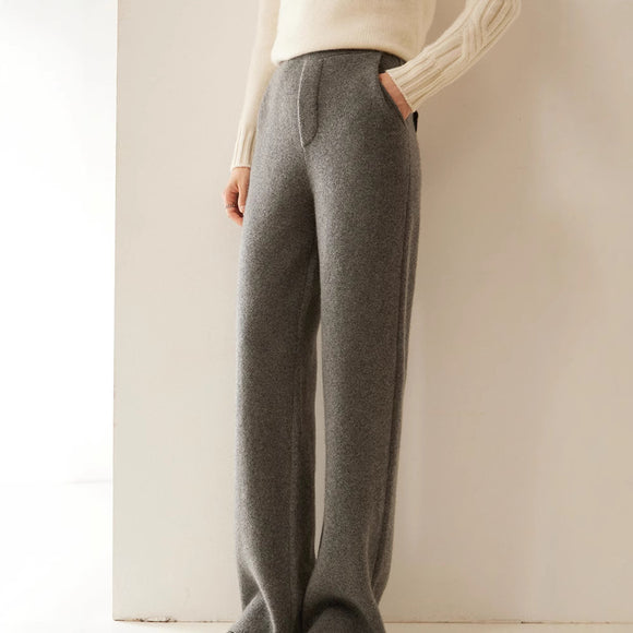 Pantalones de Cashmere Anchos de Cintura Alta - Diseño Elegante y Favorecedor