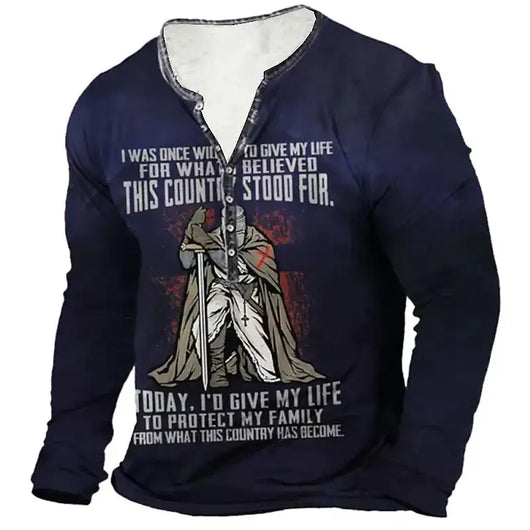 Camiseta Manga Larga para Hombre con Botones de Solapa Abierta e Impresión Digital - Image 21