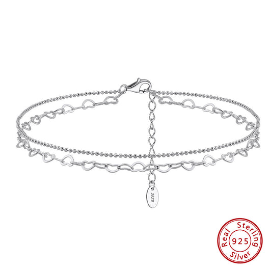 Collar y Tobillera Doble Capa en Plata Esterlina S925 - Diseño Minimalista - Image 4