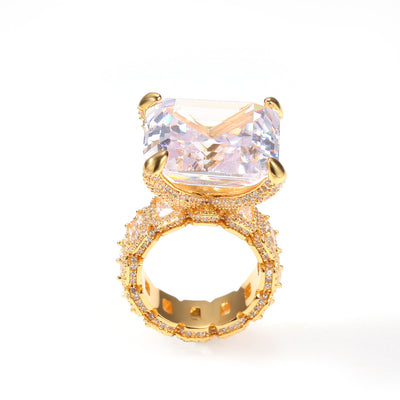 Anillo de Lujo Hip Hop Chapado en Oro con Zirconia Grande para Hombre - Image 10