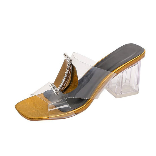 Sandalias Transparentes con Tacón Alto Grueso y Cristales Brillantes - Image 11