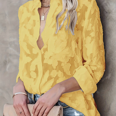 Camisa Elegante de Jacquard con Botones - Image 9