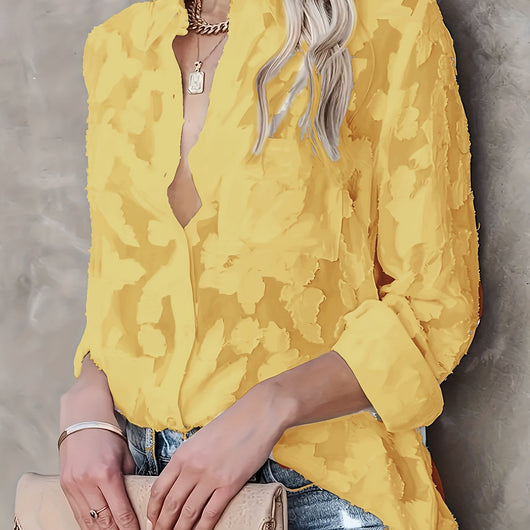 Camisa Elegante de Jacquard con Botones - Image 9