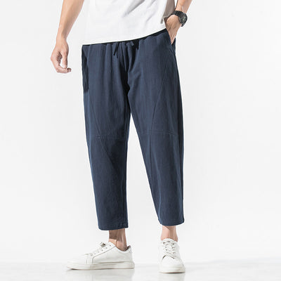 Pantalones Casuales Talla Grande Hombre - Corte Recto Algodón Lino Estilo Retro - Image 3