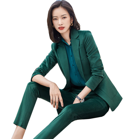 Chaqueta de Terciopelo Dorado para Mujer - Traje Ejecutivo Elegante - Image 9