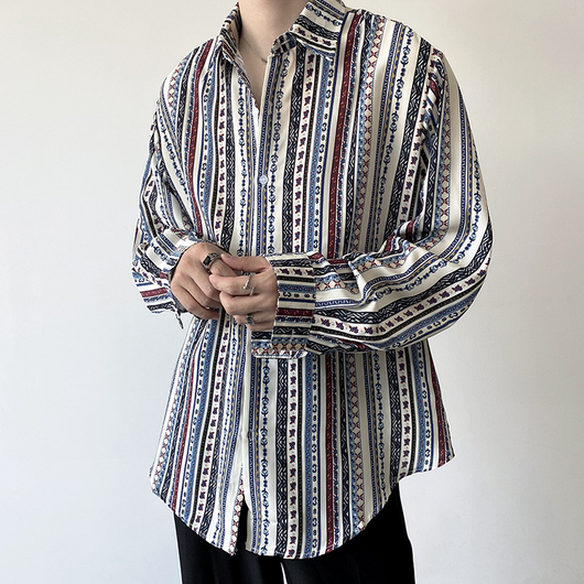 Camisa Retro Europea de Manga Larga para Vacaciones - Image 12