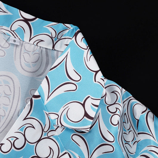Conjunto Casual de Camisa Satinada con Cuello Inglés y Pantalón Suelto Estampado - Image 19