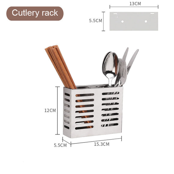 Escurridor de Platos y Ollas de Pared Sin Perforación en Acero Inoxidable
