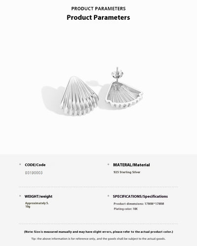 Aretes de Plata Esterlina 925 Diseño Concha para Mujer - Image 15