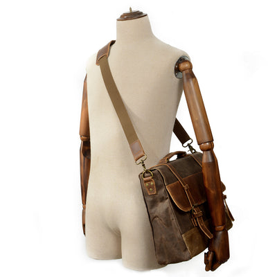 Maletín Ejecutivo de Lona Encerada con Cuero Impermeable - Image 3