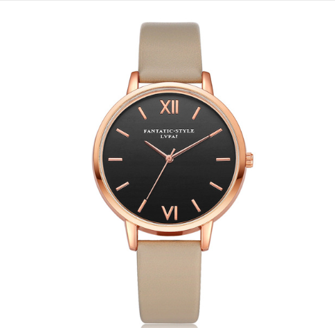 Reloj de Moda para Mujer con Correa de Cuero PU y Detalles Dorado Rosado
