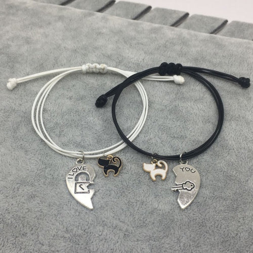 2 Pulseras Personalizadas para Parejas de Gatitos