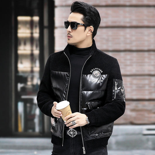 Chaqueta de Plumón para Hombre con Cuello Alzado y Mangas Tejidas - Image 19