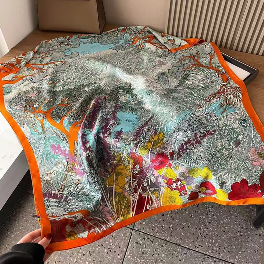 Pañuelo Largo de Satén Xiang Yun con Estampado Coreano - Image 8