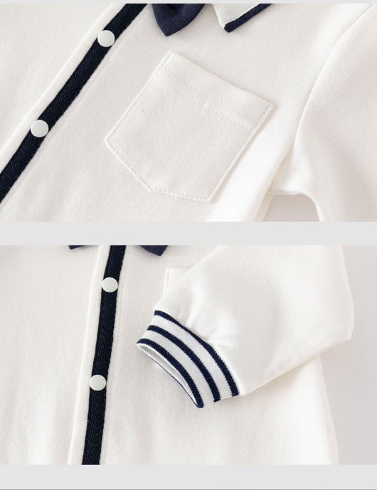 Conjunto de Regalo Elegante para Bebé Niño - Rayas Blancas y Gris - Image 9