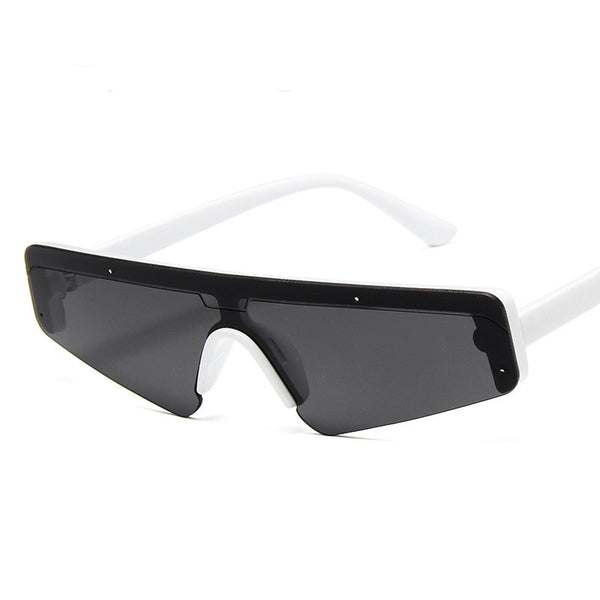 Brown mirror Siamese sport sunglasses with a flat top frame and gradient lenses, shown on a white background. - Image 31