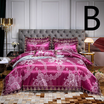 Conjunto de Cama Jacquard de Algodón con Encaje - 4 Piezas - Image 30