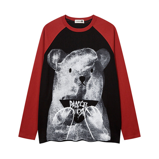 Playera Manga Larga Oso Cartoon con Contraste de Colores - Image 5
