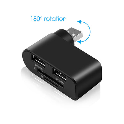 Hub USB 2.0 Giratorio Multifunción con Lector de Tarjetas y 3 Puertos - Image 4
