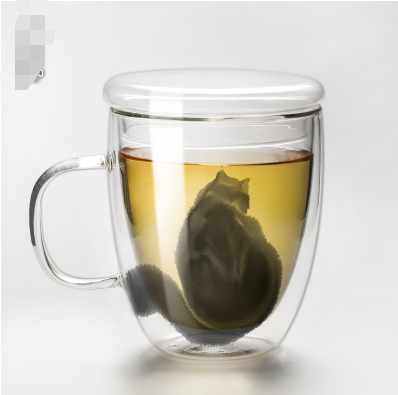 Taza Térmica de Vidrio Soplado con Diseño de Gato - Doble Aislamiento - Image 14