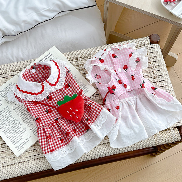 Vestido Fresa para Mascotas - Ropa Adorable para Perros